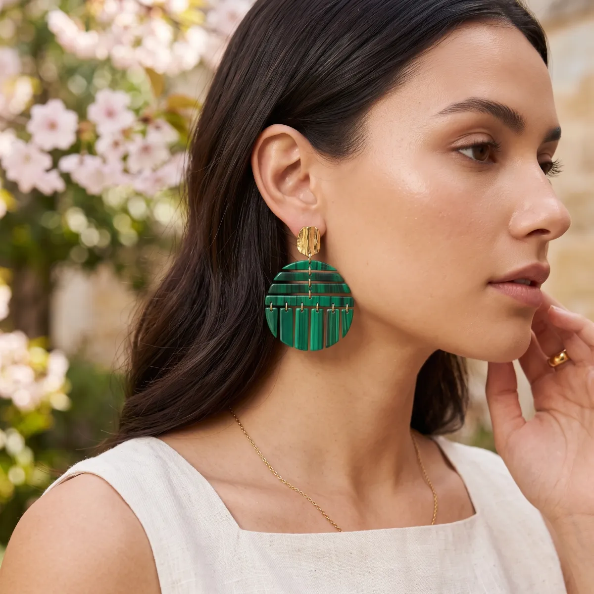 Pendientes Oasis Malaquita