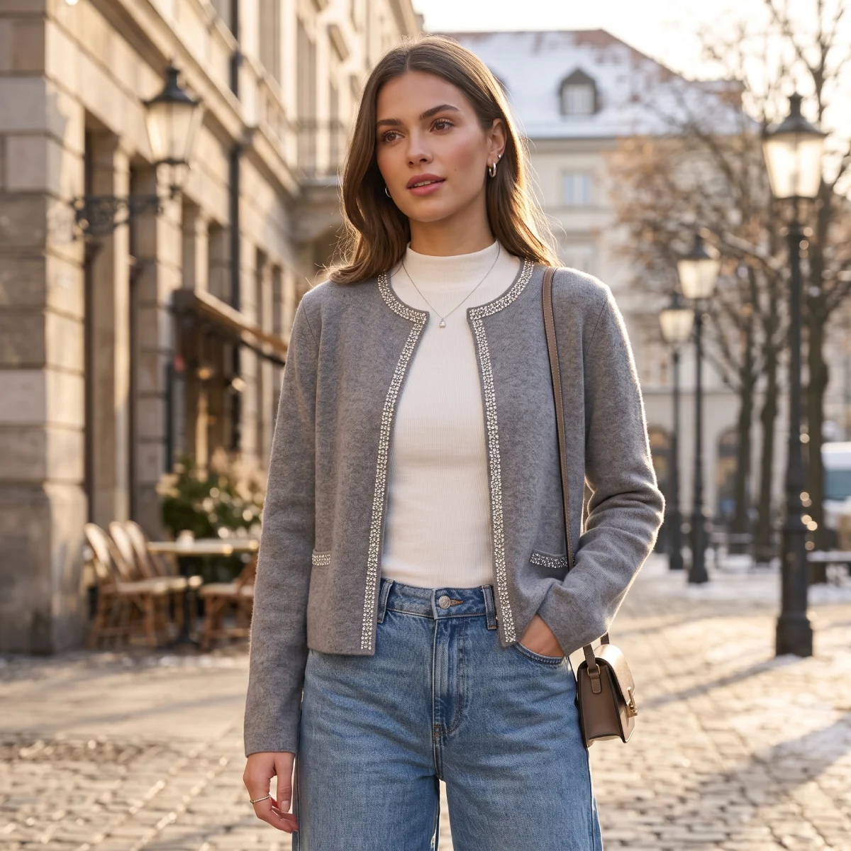 Chaqueta Gris con brillos para mujer Kloreys