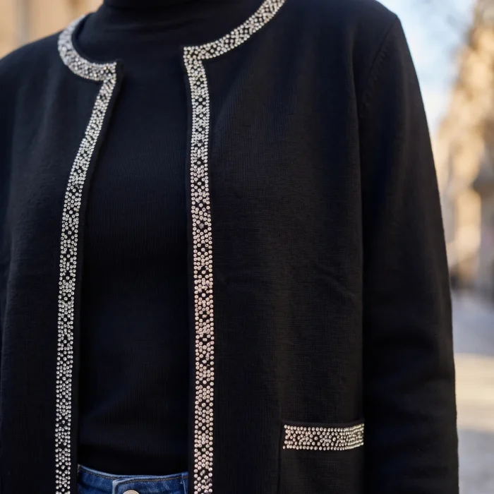 Chaqueta negra con brillos para mujer Kloreys